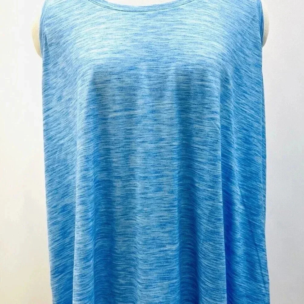 NWT TEK GEAR Women Sleeveless Pullover Round Neck Blue Muscle Shirt 2X